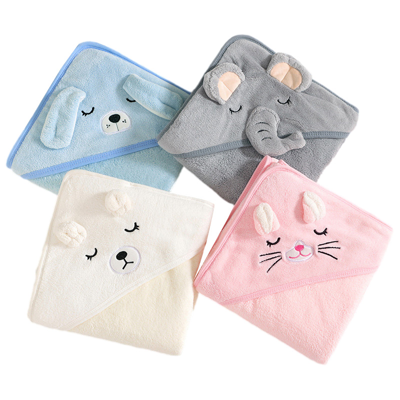 Baby Nursery Accessories - ผ้าขนหนูอาบน้ำเด็ก ลายการ์ตูนสัตว์ ผ้าขนหนูคลุมศีรษะนุ่มสำหรับเด็กแรกเกิด ผ้าห่มคลุมตัวเด็ก ผ้าคลุมอาบน้ำเด็ก ผ้าห่มอุ่นสำหรับเด็กชายและเด็กหญิง