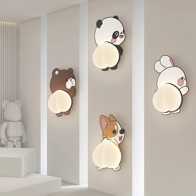 Baby Nursery Knobs - LED น่ารักโคมไฟผนังห้องเด็กรูปการ์ตูนไฟไฟติดผนังข้างเตียงนอนห้องเด็กทารกสไตล์ครีมสถานรับเลี้ยงเด็กเด็กชายเด็กหญิง