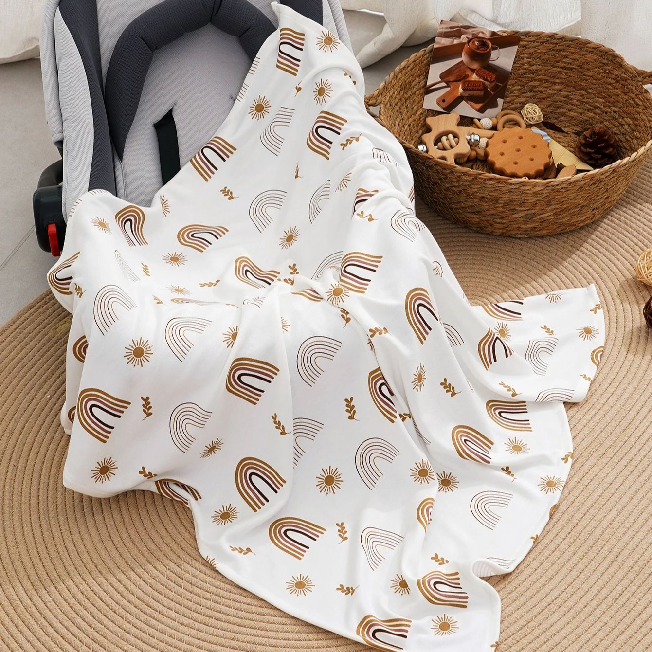 Baby Nursery Accessories - ผ้าห่อตัวเด็กแรกเกิด Elinfant ผ้าห่มเด็กอ่อนทำจากใยไผ่ ผ้าห่มนุ่มสบายสำหรับห่อตัวเด็ก อุปกรณ์จำเป็นสำหรับเด็กอ่อน