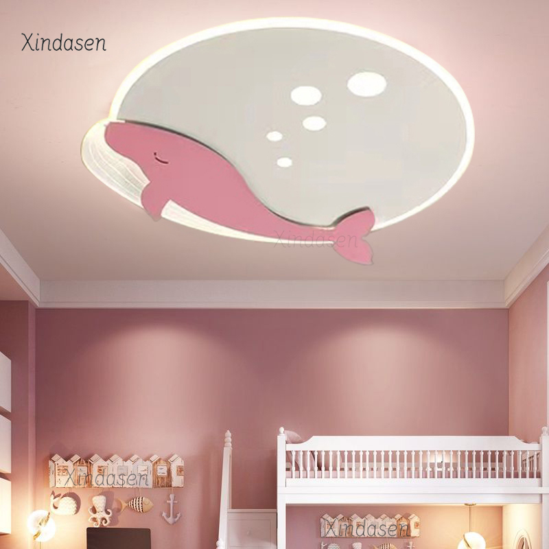 Baby Nursery Ceiling Light - โคมไฟเพดานห้องเด็ก รูปปลาวาฬ โลมา ตกแต่งห้องน่ารักสไตล์การ์ตูน โคมไฟระย้าสำหรับเด็กผู้หญิง ห้องนอนเด็ก