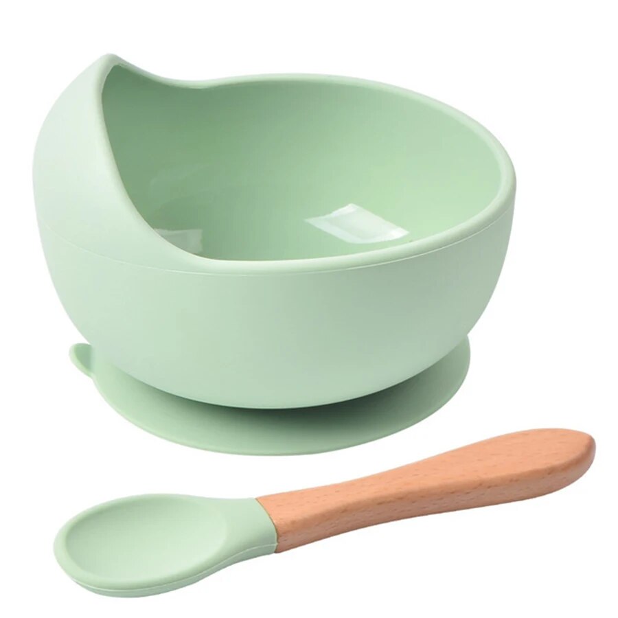 Baby Nursery Accessories - จานชามอาหารซิลิโคนกันหกสำหรับเด็กช้อนรับประทานอาหารเย็นช้อนรับประทานอาหารซิลิโคนเกรดอาหารสำหรับเด็ก