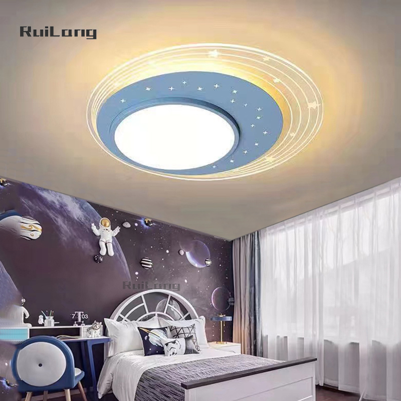 Baby Nursery Ceiling Light - โคมไฟเพดานรูปดาวสร้างสรรค์ สำหรับห้องเด็ก ห้องนอนเด็กชาย ตกแต่งห้องเรียน โคมไฟระย้าสีฟ้า ไฟ