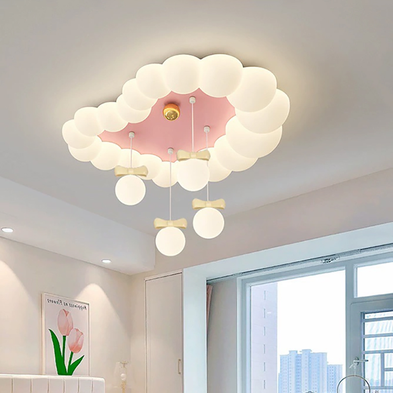 Baby Nursery Ceiling Light - โคมไฟเพดานรูปทรงเมฆฟองสบู่ สำหรับห้องเด็ก ห้องนอน แสงไฟสีครีม สไตล์ห้องเจ้าหญิง ห้องเด็กผู้หญิง