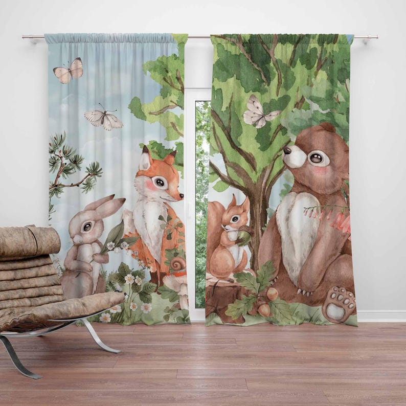 Baby Nursery Blackout Curtains - ม่านลายสัตว์ป่า ม่านห้องนอนเด็ก ม่านห้องเด็กเล่น ม่านกันแสง ม่านตกแต่งห้องเด็กอ่อน ม่านห้องนอน