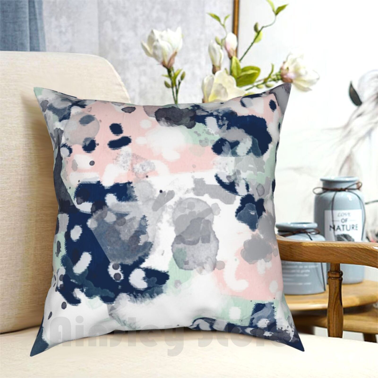 Baby Nursery Pillow - ปลอกหมอนอิงลายเมเลีย-ภาพวาดนามธรรมมินิมอล ตกแต่งบ้านทันสมัย ศิลปะสำหรับห้องเด็กอ่อน ปลอกหมอนอิงพิมพ์ลาย ปลอกหมอนอิงเนื้อนุ่มสำหรับตกแต่งบ้าน เมเลีย