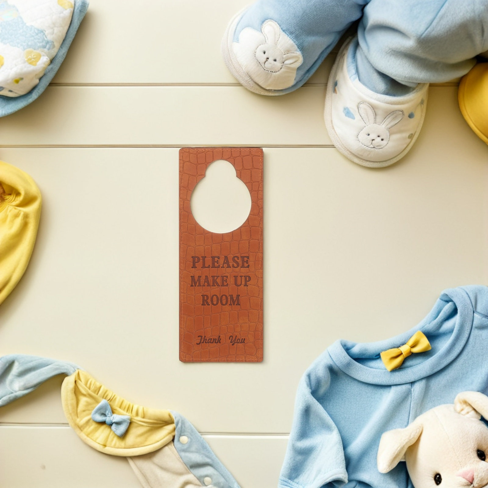 Baby Nursery Knobs - ป้ายแขวนประตูห้องเด็ก 3 ชิ้น ป้ายห้ามรบกวน ทำจาก PU