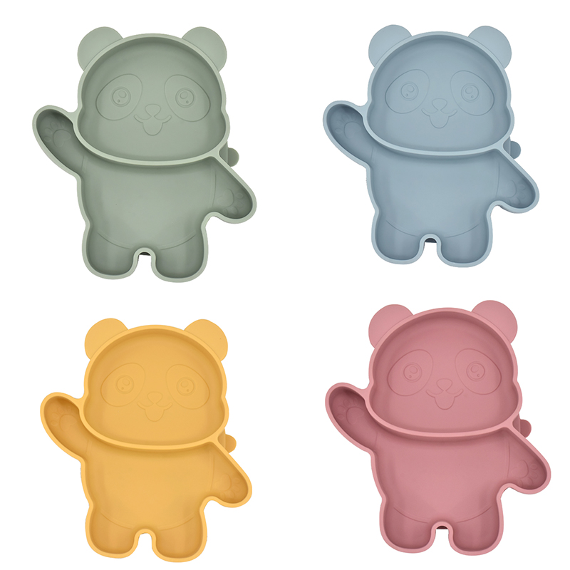 Baby Nursery Accessories - อาหารเด็กทารกหัวดูดซิลิโคนชามเด็ก Panda Face Dining แผ่น Toddle