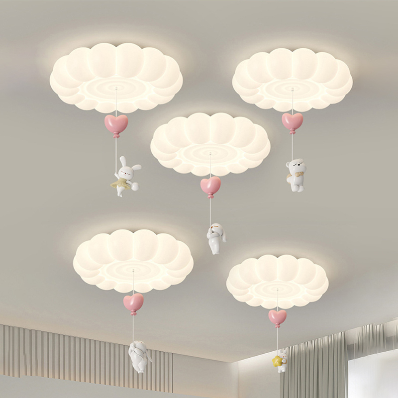 Baby Nursery Ceiling Light - โคมไฟเพดานห้องเด็ก สไตล์ครีม ไฟ LED รูปเมฆฟองสบู่ รูปกระต่าย