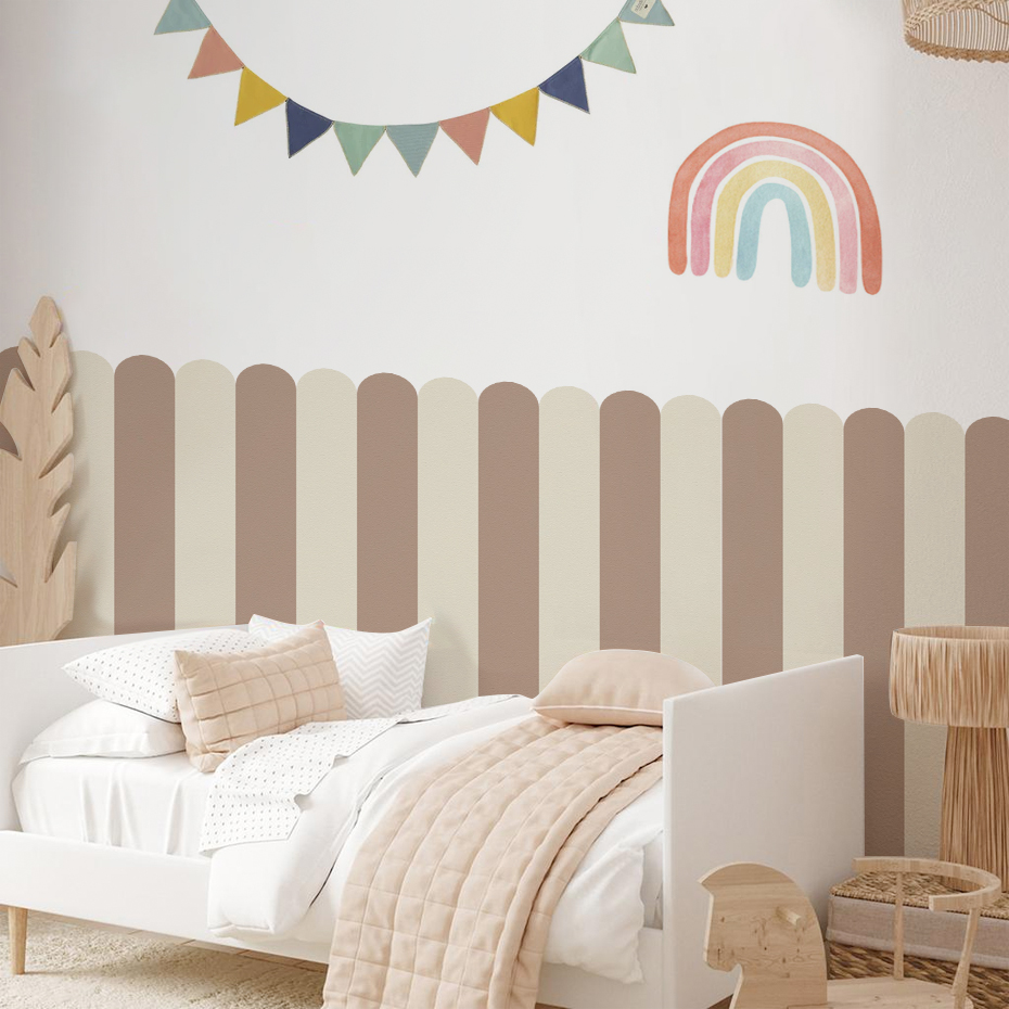 Baby Nursery Decals - หลากสีแนวตั้งลาย Arc วอลล์เปเปอร์เนอสเซอรี่เด็ก Wall Art เด็กห้องนั่งเล่นตกแต่งบ้านกันน้ํา