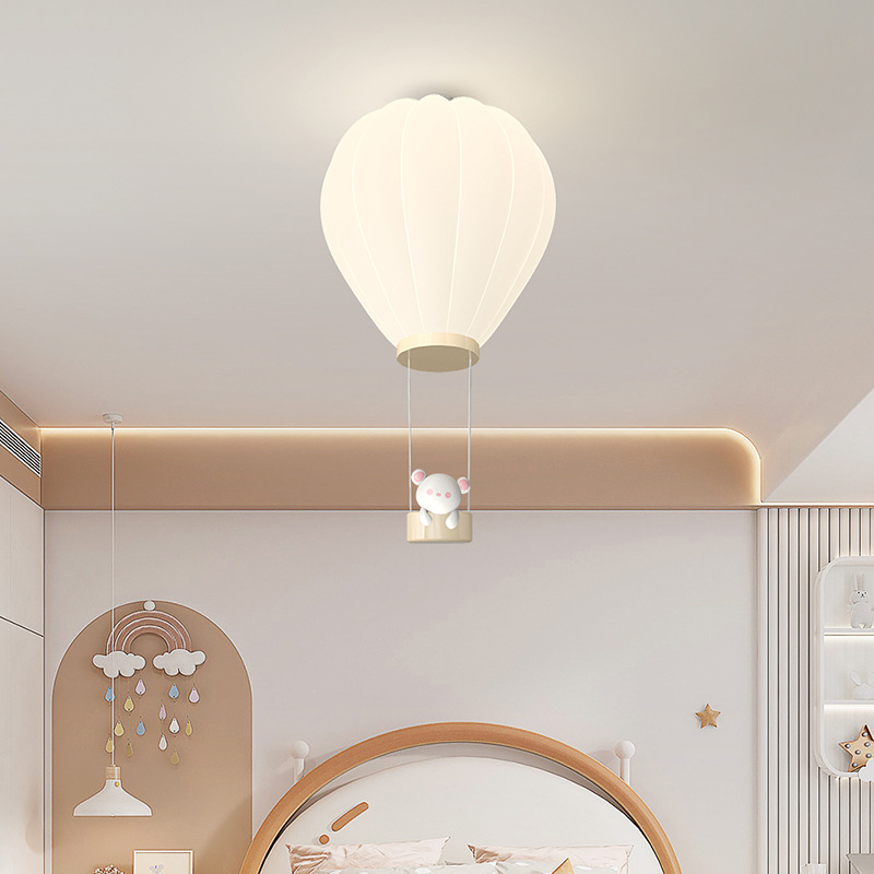 Baby Nursery Ceiling Light - โคมไฟเพดานห้องเด็กสไตล์ครีม โคมไฟรูปบอลลูนลมร้อนสีขาว โคมไฟเพดานห้องเด็กชายหญิง โคมไฟห้องนอนเด็ก