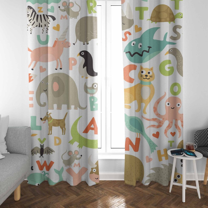 ผ้าม่านลายตัวอักษร ABC สำหรับห - Baby Nursery Blackout Curtains บทวิจารณ์และราคา