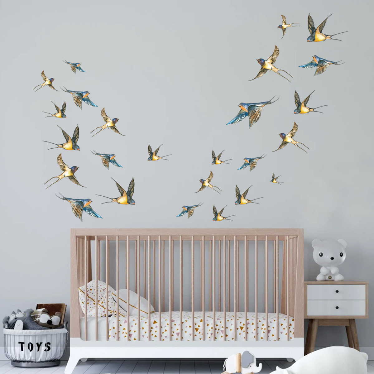 สติกเกอร์ติดผนังสีน้ำรูปนกหลาก - Baby Nursery Decals บทวิจารณ์และราคา