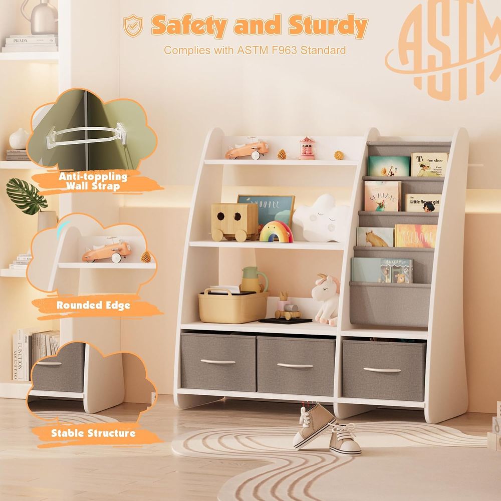ชั้นวางหนังสือและที่เก็บของเล่ - Baby Nursery Bookshelf บทวิจารณ์และราคา