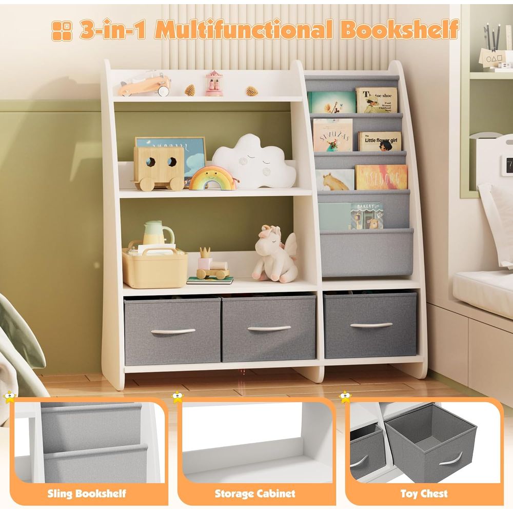 ชั้นวางหนังสือและที่เก็บของเล่ - Baby Nursery Bookshelf บทวิจารณ์และราคา