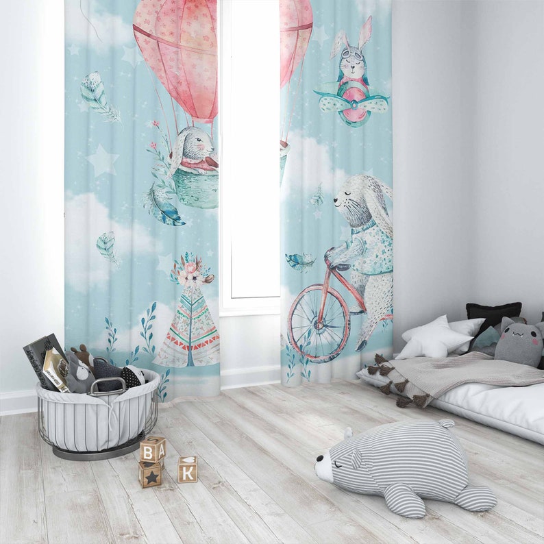 ม่านห้องเด็กเล็ก ลายกระต่ายน้อ - Baby Nursery Blackout Curtains บทวิจารณ์และราคา