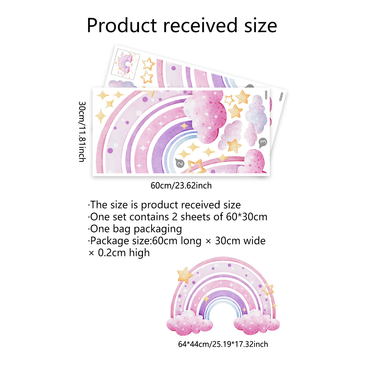 สติกเกอร์ติดผนังรูปดาวสีรุ้งหล - Baby Nursery Decals บทวิจารณ์และราคา