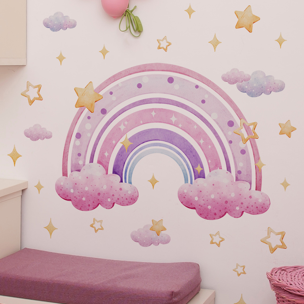 สติกเกอร์ติดผนังรูปดาวสีรุ้งหล - Baby Nursery Decals บทวิจารณ์และราคา