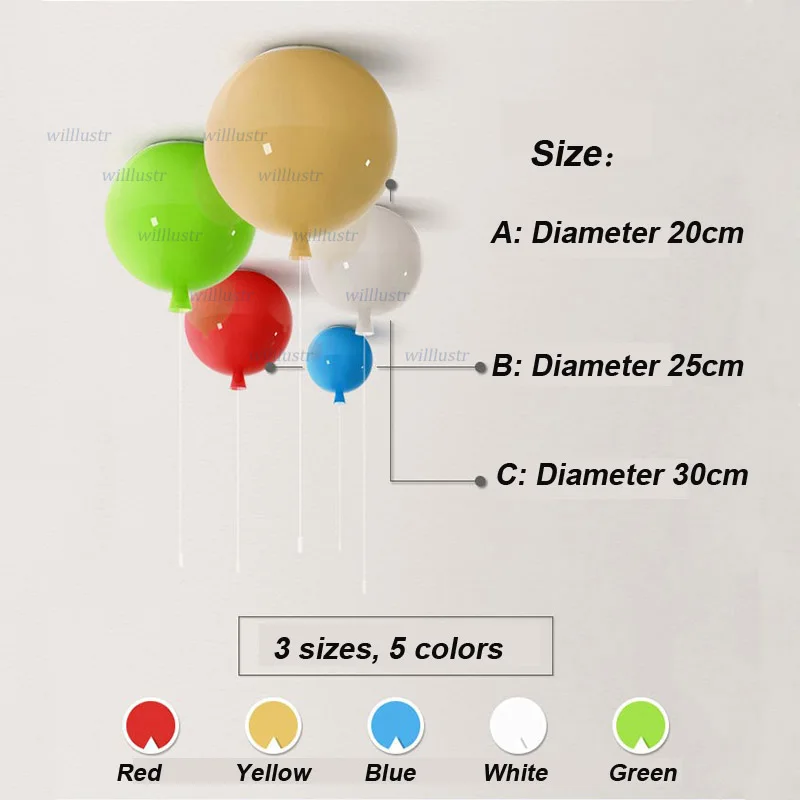 แก้วที่มีสีสันบอลลูนโคมไฟเพดาน - Baby Nursery Ceiling Light บทวิจารณ์และราคา