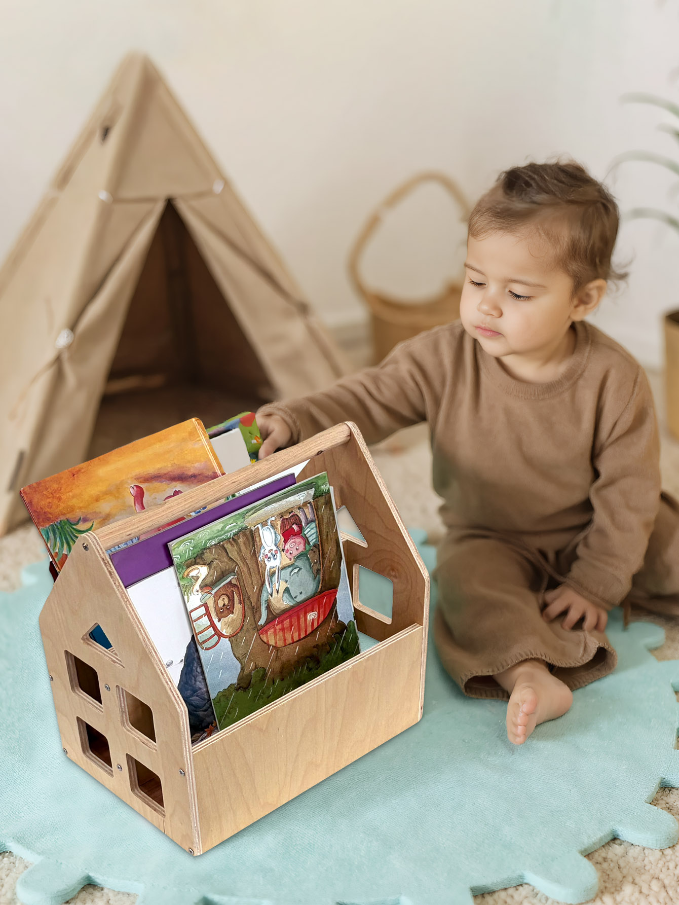ชั้นวางหนังสือเด็กเล็กสองด้าน  - Baby Nursery Bookshelf บทวิจารณ์และราคา