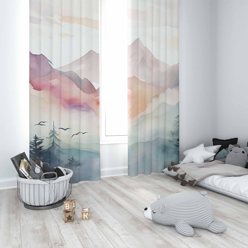 ม่านป่าภูเขา ม่านห้องนอนเด็ก ม - Baby Nursery Blackout Curtains บทวิจารณ์และราคา