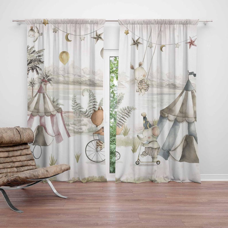 ผ้าม่านลายสัตว์ละครสัตว์ ผ้าม่ - Baby Nursery Blackout Curtains บทวิจารณ์และราคา