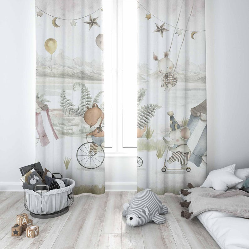 ผ้าม่านลายสัตว์ละครสัตว์ ผ้าม่ - Baby Nursery Blackout Curtains บทวิจารณ์และราคา