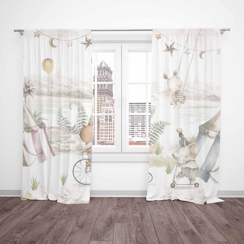 ผ้าม่านลายสัตว์ละครสัตว์ ผ้าม่ - Baby Nursery Blackout Curtains บทวิจารณ์และราคา