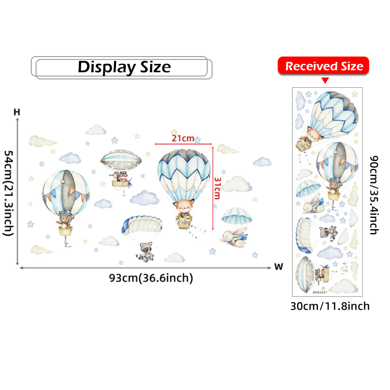 การ์ตูนสัตว์น่ารัก Hot Air บอล - Baby Nursery Decals บทวิจารณ์และราคา
