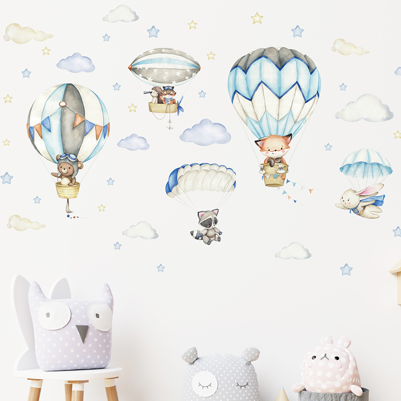 การ์ตูนสัตว์น่ารัก Hot Air บอล - Baby Nursery Decals บทวิจารณ์และราคา
