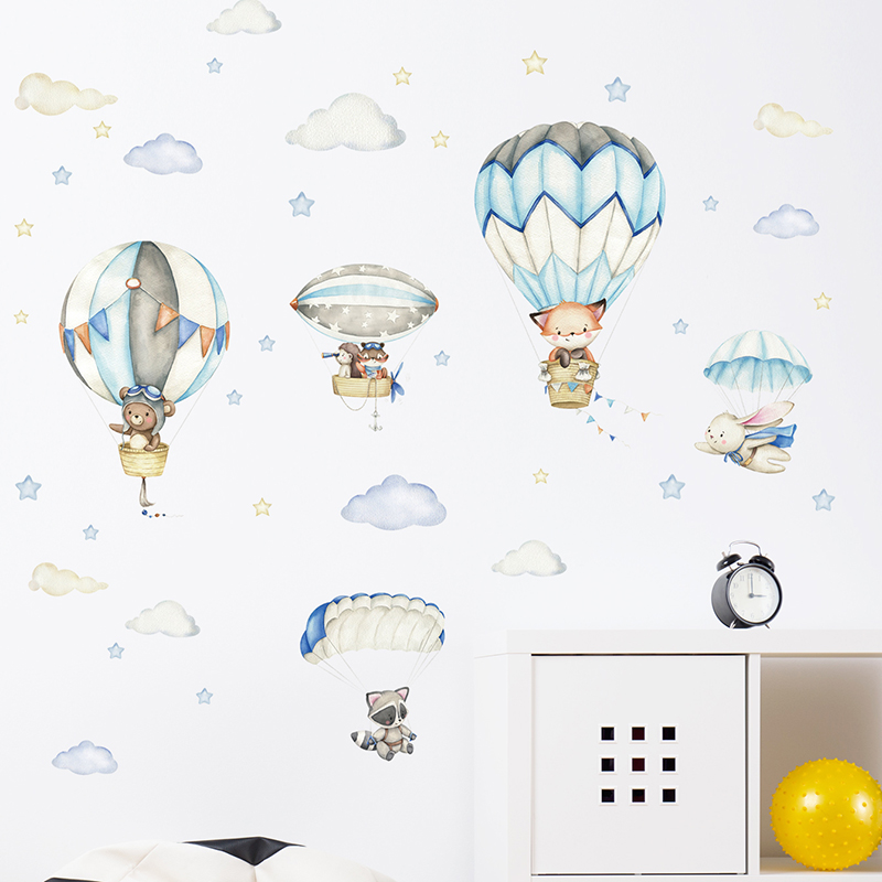 การ์ตูนสัตว์น่ารัก Hot Air บอล - Baby Nursery Decals บทวิจารณ์และราคา