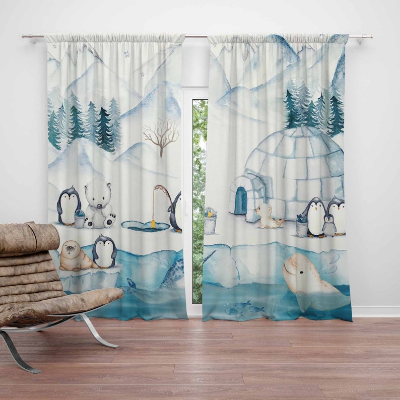 ผ้าม่านห้องเด็ก ลายสัตว์อาร์กต - Baby Nursery Blackout Curtains บทวิจารณ์และราคา