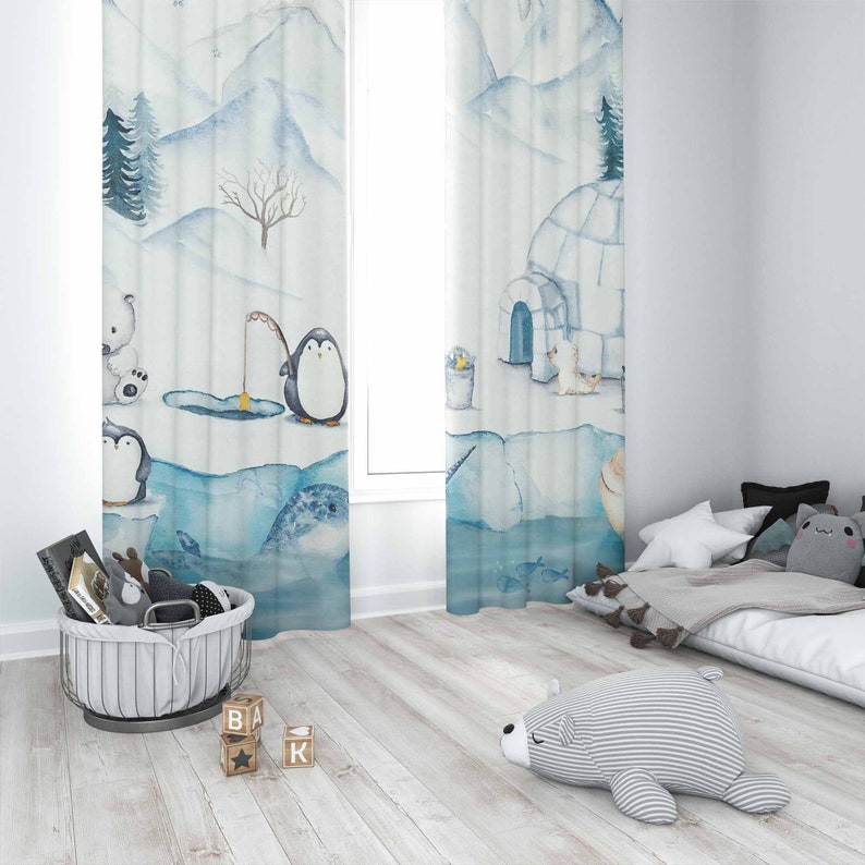 ผ้าม่านห้องเด็ก ลายสัตว์อาร์กต - Baby Nursery Blackout Curtains บทวิจารณ์และราคา