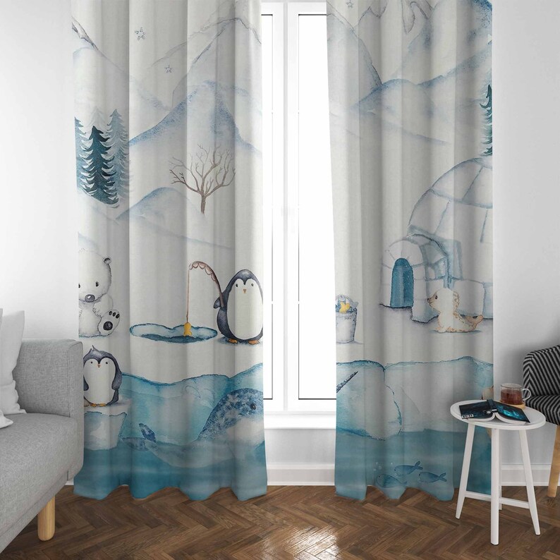 ผ้าม่านห้องเด็ก ลายสัตว์อาร์กต - Baby Nursery Blackout Curtains บทวิจารณ์และราคา