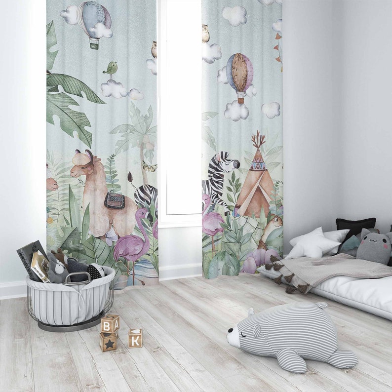 ผ้าม่านลายสัตว์ซาฟารีสำหรับห้อ - Baby Nursery Blackout Curtains บทวิจารณ์และราคา