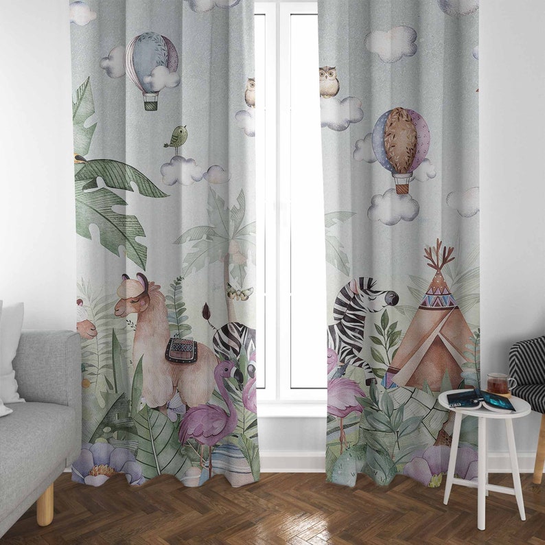 ผ้าม่านลายสัตว์ซาฟารีสำหรับห้อ - Baby Nursery Blackout Curtains บทวิจารณ์และราคา
