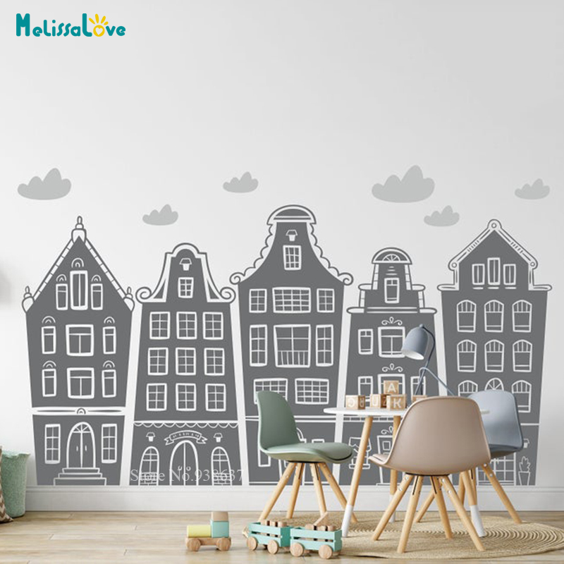 สแกนดิเนเวียนบ้านและเมฆ Decal  - Baby Nursery Decals บทวิจารณ์และราคา