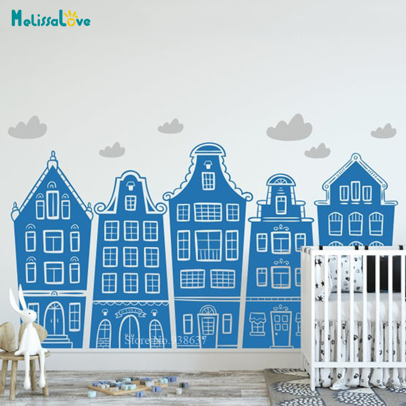 สแกนดิเนเวียนบ้านและเมฆ Decal  - Baby Nursery Decals บทวิจารณ์และราคา