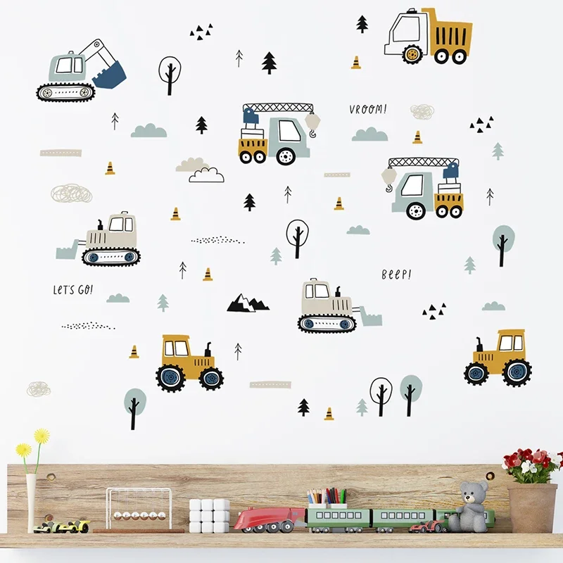 วาดด้วยมือน่ารักรถยนต์ Cargo ร - Baby Nursery Decals บทวิจารณ์และราคา
