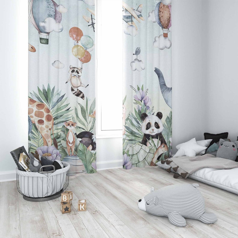 ผ้าม่านลายสัตว์ซาฟารีสำหรับห้อ - Baby Nursery Blackout Curtains บทวิจารณ์และราคา
