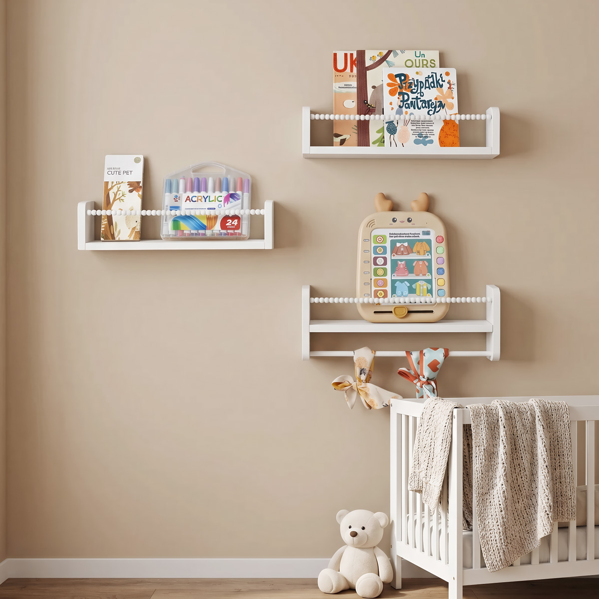 ชั้นวางหนังสือแบบแขวนผนังสำหรั - Baby Nursery Bookshelf บทวิจารณ์และราคา