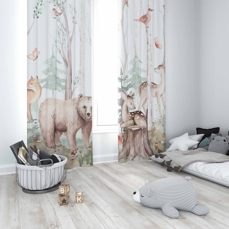 ผ้าม่านลายสัตว์ป่า ผ้าม่านห้อง - Baby Nursery Blackout Curtains บทวิจารณ์และราคา