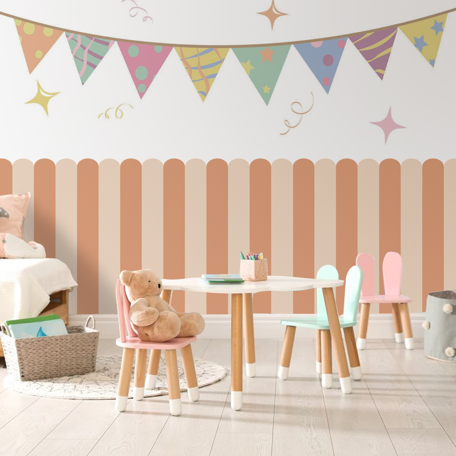 หลากสีแนวตั้งลาย Arc วอลล์เปเป - Baby Nursery Decals บทวิจารณ์และราคา