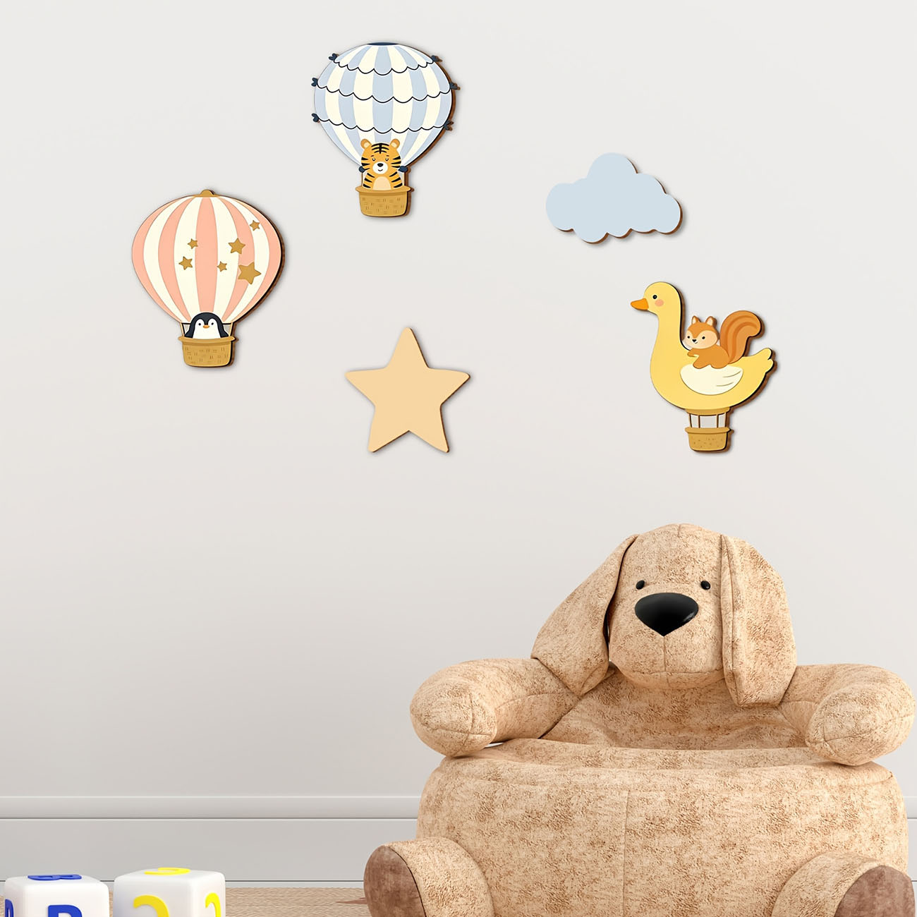 สติ๊กเกอร์ติดผนังไม้รูปบอลลูนล - Baby Nursery Decals บทวิจารณ์และราคา