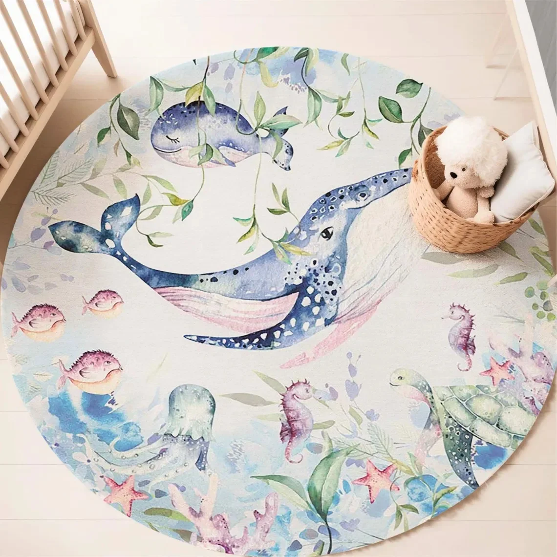 พรมลายสัตว์ทะเลสีฟ้า สำหรับห้อ - Baby Nursery Games บทวิจารณ์และราคา