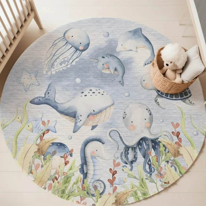 พรมลายสัตว์ทะเลสีฟ้า สำหรับห้อ - Baby Nursery Games บทวิจารณ์และราคา